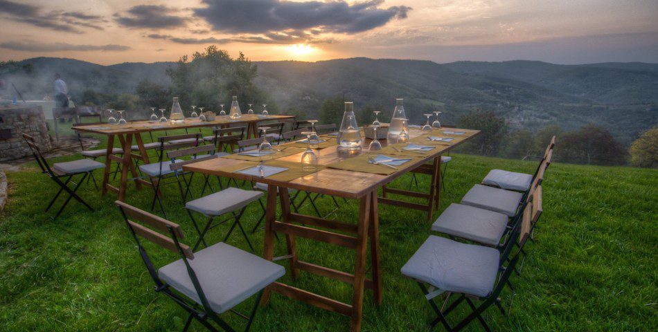 vineyard wedding hamlet in tuscany dining with a view