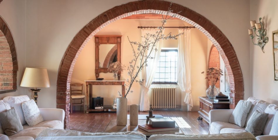 villa felciai living room with natural sunlight