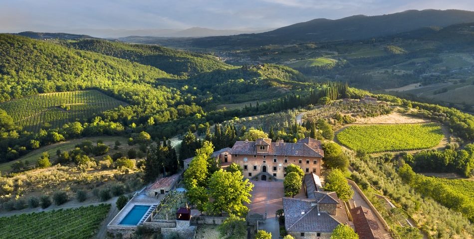 Tuscany Wedding Wine Estate Aerial