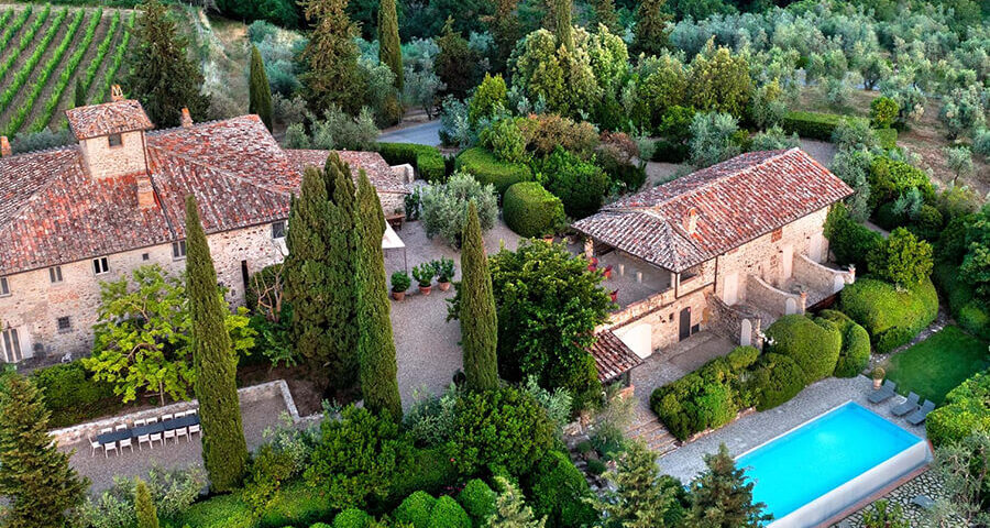 Casolese di Vignamaggio Greve aerial view